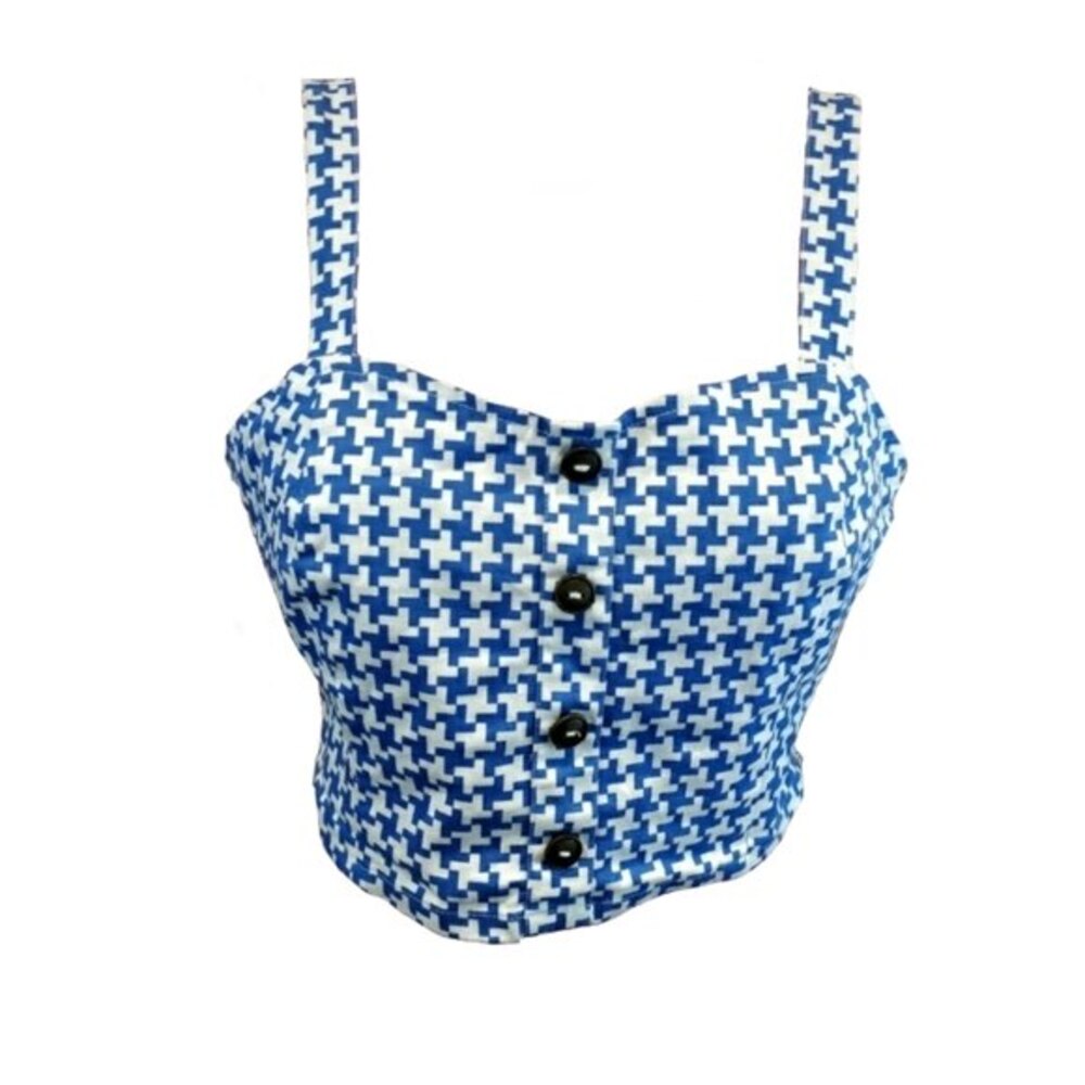 Fifty Street Blue & White Cropped Tank Top MED